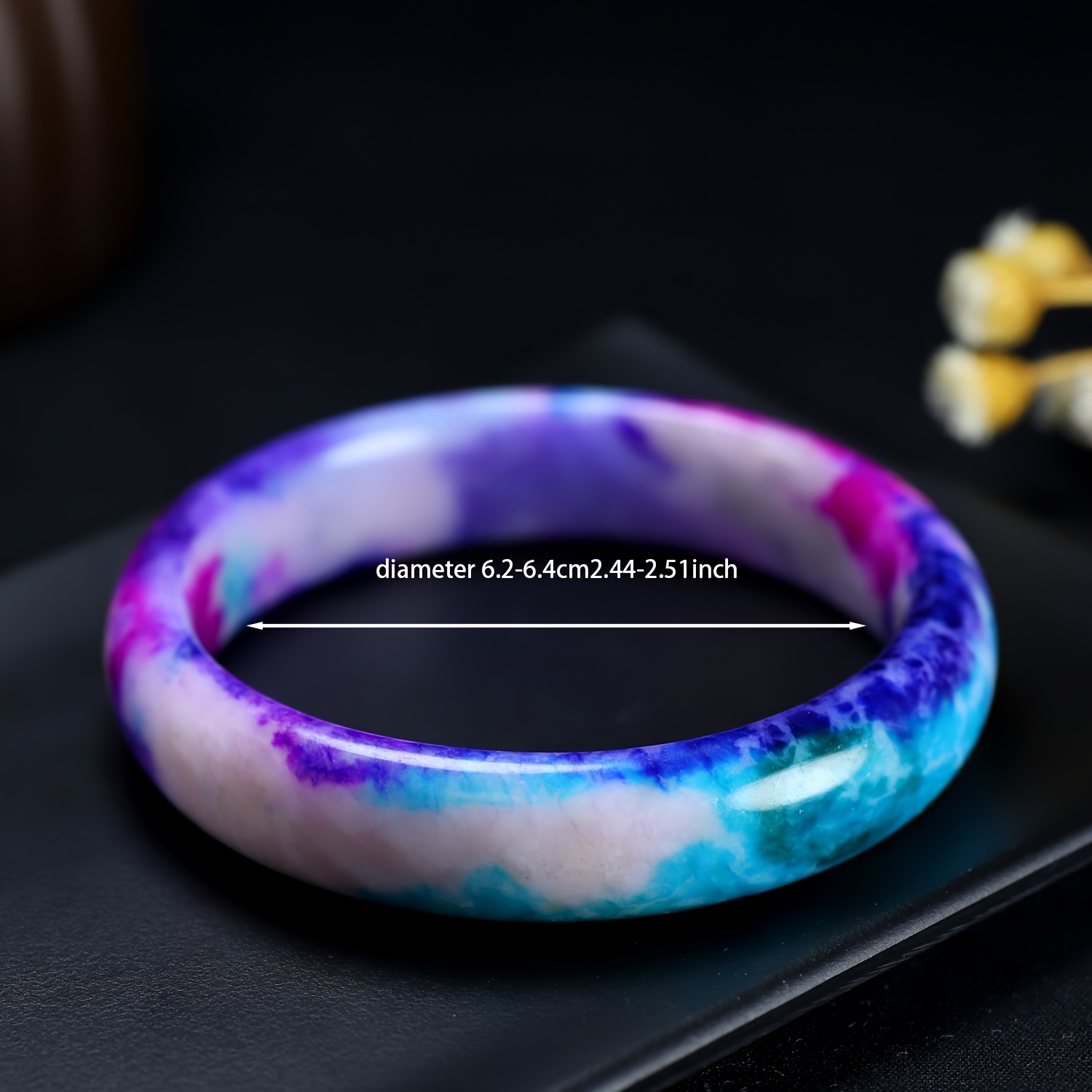 Purple Blue Gradient Bracelet Stone Bangle, Holiday Gift